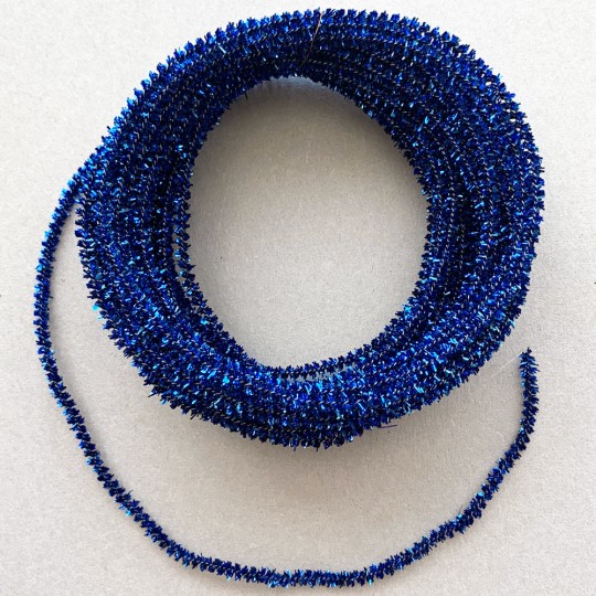 Mini Metallic Wired Tinsel Cord in Cobalt Blue ~ 1/8" wide ~ 10 meter length